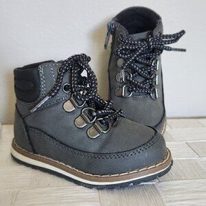 Toddler Boy's Lace Up Boots size 4t Black/Charcoal